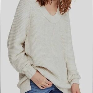 Free People Cream Sunday Scoop Oversized Sweater